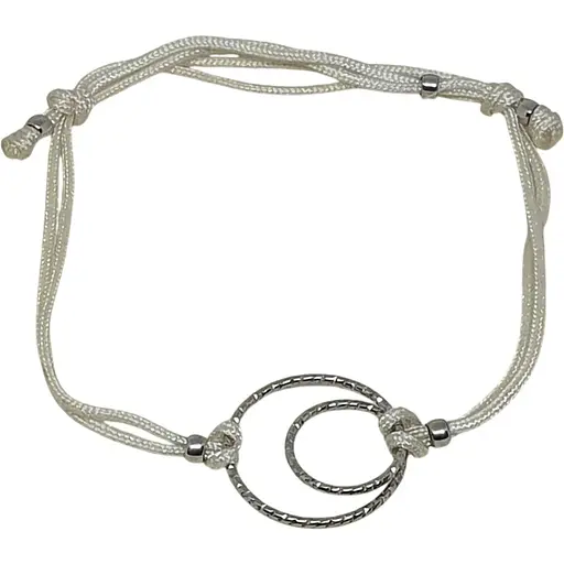 Браслет з текстилю Qvaliz з срібними вставками. 90501130БЕЛ