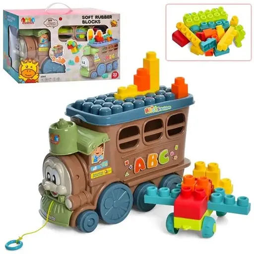 Игрушка Поезд-каталка с силиконовыми кубиками, 2в1, 22 элемента - фото 1