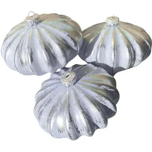 Набір ялинкових іграшок Dashuri Зефір 3 штуки по 12 см зі срібною поталлю, білий 14190301