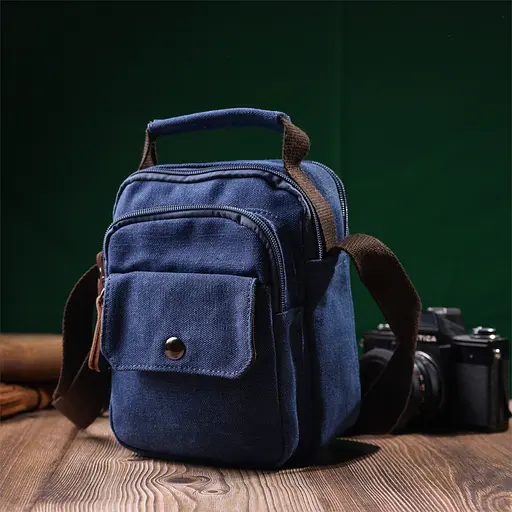 Зручна невелика чоловіча сумка із щільного текстилю Vintage 14,5х19х10,5 см sum0028980 - фото 9