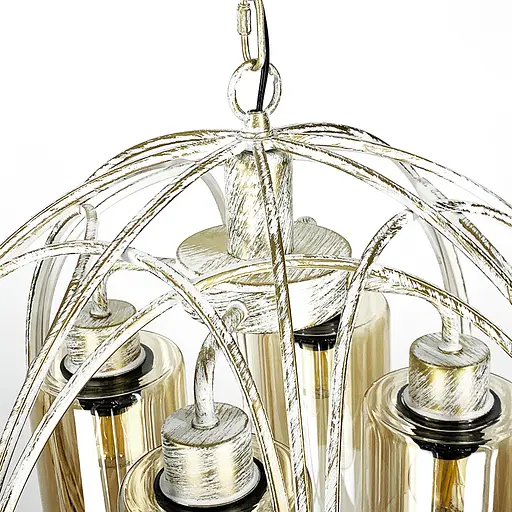 Люстра Лофт у білому з позолотою корпусі форми плетена сфера Line.F 12575/4 - фото 4