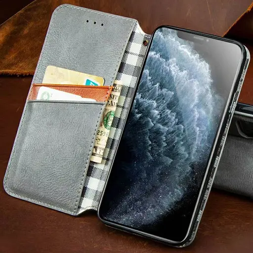 Шкіряний чохол-книжка GETMAN Cubic (PU) для Xiaomi Redmi Note 9 / Redmi 10X Сірий - фото 2