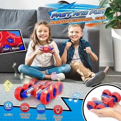 Автомобільні іграшки з дистанційним керуванням: зовнішні двосторонні радіокеровані автомобілі для 4, 5, 6, 7, 8, 9, 10 років - фото 5