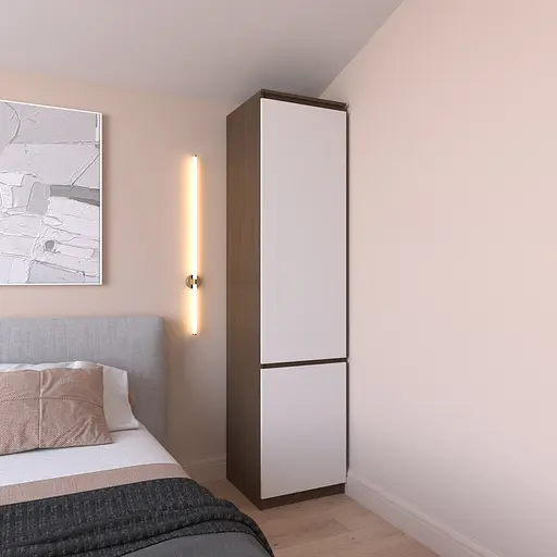 Шкаф пенал Vays R-22 Венге Темный-Белый фасад, с полками, ЛДСП, 50×50×211 см - для одежды, белья, хранения, спальня, прихожая