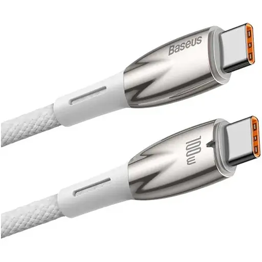 Кабель Baseus Glimmer Series Fast Charging USB-C to USB-C 100w 2m White (CADH000802) [127951] - фото 3