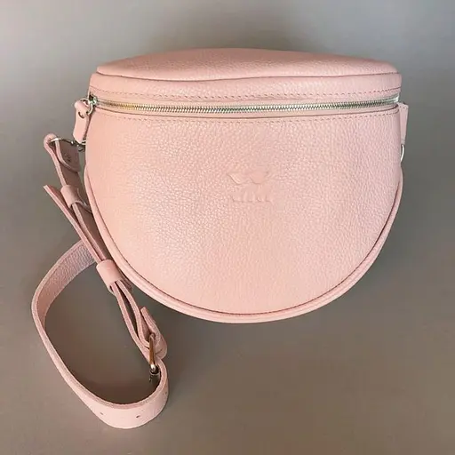Шкіряна сумка поясна-кроссбоді Vacation рожева флотар - фото 3