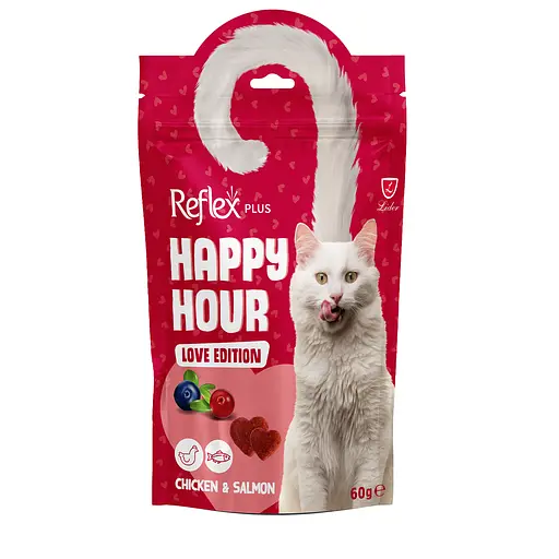 Лакомство для кошек Reflex Plus Happy Hour Love Edition с курицей и лососем 60 г