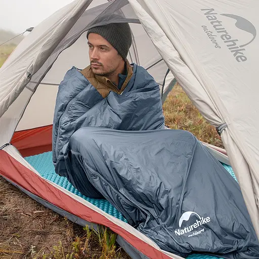 Спальник сверхлегкий Naturehike Ultralight LW180 NH21MSD09 левый, (15°C), p-p M, серо-синий - фото 4