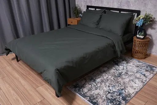 Комплект постельного белья Moon&Star Бязь Gold Люкс Dark Green King Size 220x240 наволочки 4х70х70 - фото 1