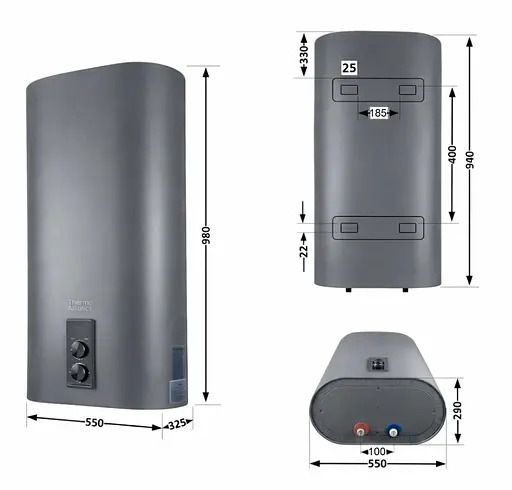 Водонагрівач електричний Thermo Alliance, 2 кВт, мокрий ТЕН, 80 л плоский, вертикальний, прямокутний, сірий (DT80V20G(PD)/2G) - фото 7