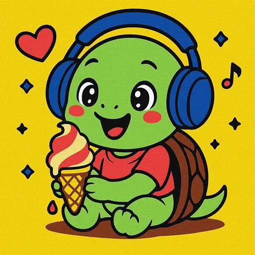 Картина за номерами "Черепашка їсть морозиво" ©art_selena_ua KHO1298, 25х25 см