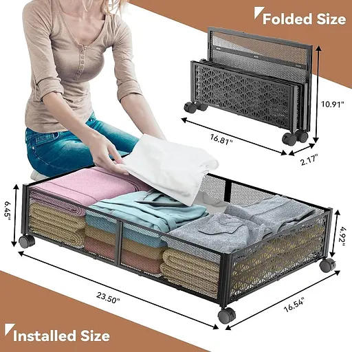 Место для хранения под кроватью на колесах Innotic Место складные контейнеры для хранения обуви - фото 2