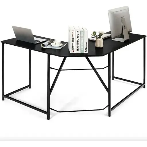 Комп'ютерний стіл Costway Rubin L-подібний в стилі Loft чорний - фото 2