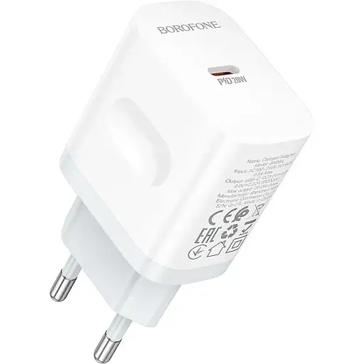 Мережевий зарядний пристрій Borofone BA99A Breeze single port PD20W charger білий - фото 1