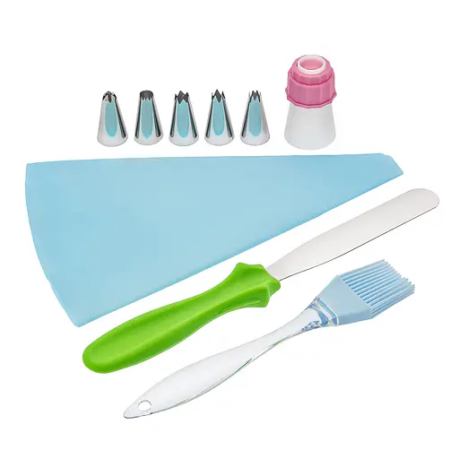 Набор кондитерский из 3 предметов и 5 насадок (шпатель, мешок силиконовый многоразовый и кисточка), Kitchen Master 86115 - фото 2