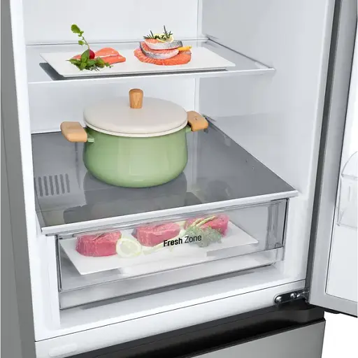 Холодильник LG с нижним морозильным отделением 186x60х68 платиново-серебристый - фото 8