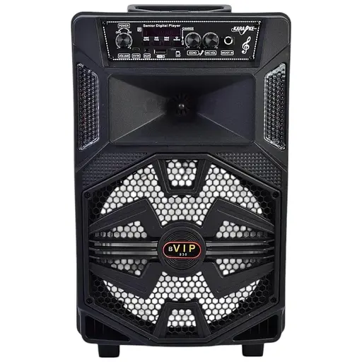 Колонка JT-830-1-2-833-835, мікрофон, світлодіодне підсвічування, Bluetooth, 41x25x21 см, чорна