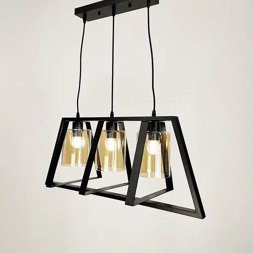 Люстра у трикутній формі корпусу чорного кольору із янтарними плафонами Line.F 11806/3 BK - фото 5