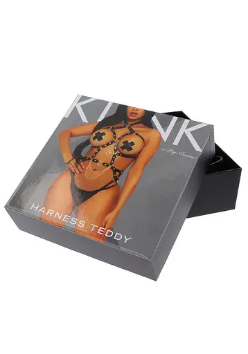 Портупея-тедди из экокожи Leg Avenue Heart ring harness teddy M Black, подвеска-сердечко, цепи - фото 6