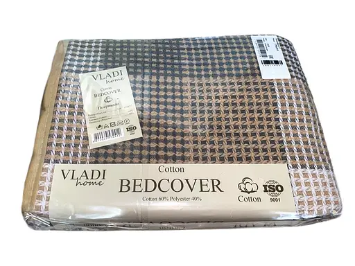 Покривало бавовняне Vladi 170х210 біло-сіро-бежеве (116010) - фото 1