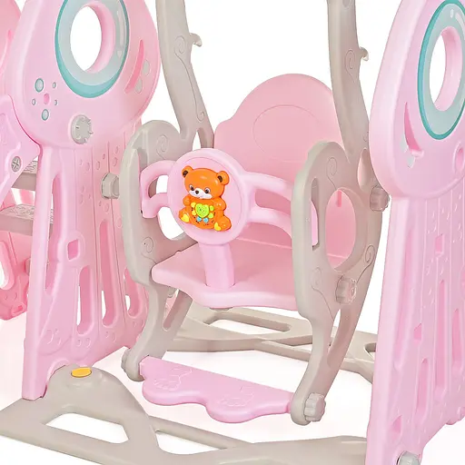 Дитяча гірка-гойдалка BAMBI WM19011-8 з баскетбольним кільцем, ш152-г184-в103см, рожева - фото 6