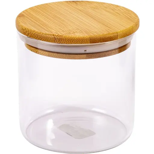 Банка для зберігання Lumines кругла скляна з бамбуковою кришкою 500 мл 9.5х11.7 см (TS2304A)