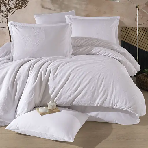 Постільна білизна Marlet V1 Beyaz Ранфорс Жаккард з вишивкою Clasy pbe0052073 - фото 1