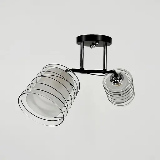 Стельовий чорний світильник на 2 подвійних плафони 50х15 см | Line F | Арт. 6190/2A BK+CH - фото 4