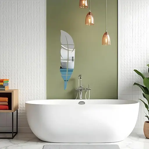 Дзеркальний декор Wall Sticker SW-00002505 акриловий самоклеючий Перо 6 шт. срібло - фото 5