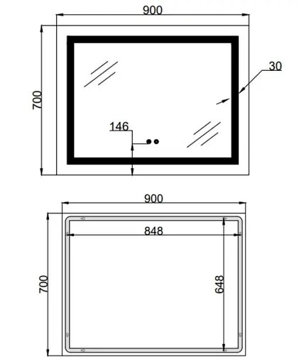 Дзеркало Lidz Kubis (KU1) 900х700 мм з LED-підсвічуванням Touch LD78LF9049070 - фото 7