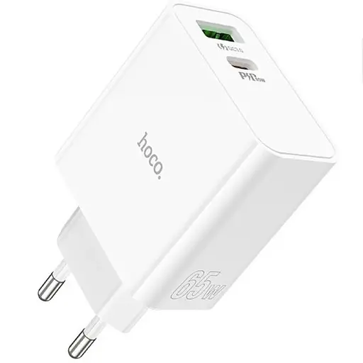МЗП Hoco C113A Awesome PD65W (1USB-A/1C) White - фото 2