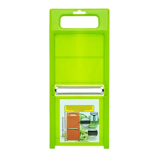 Ручна пластикова шинковка для капусти та нарізки овочів та фруктів з плаваючим лезом (34х14.5 см), Kitchette Салатовий 85424 - фото 8