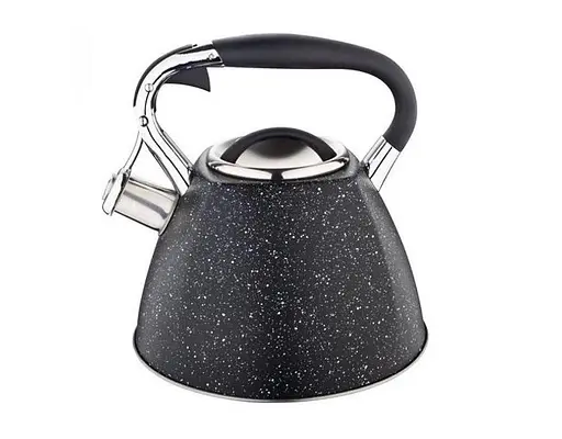 Металевий чайник із мармуровим покриттям Edenberg EB-1981 зі свистком 3л Чорний - фото 1