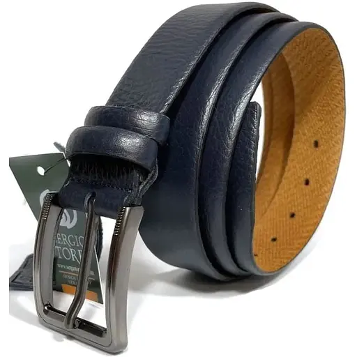 Ремінь Sergio Torri зі шкіри оленя синій, класична пряжка acs0032069 - фото 1