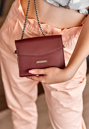 Жіноча шкіряна сумка поясна / кроссбоді Mini бордова - фото 7