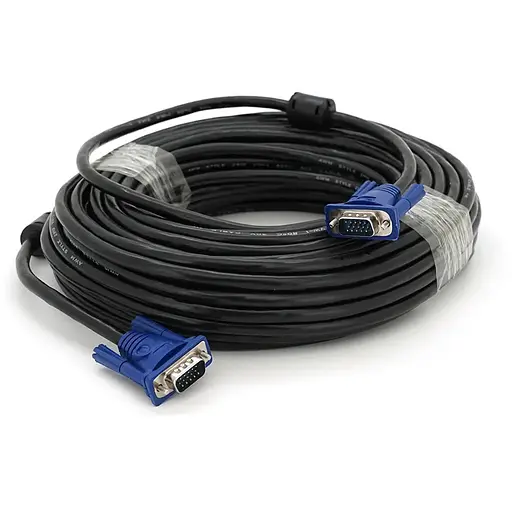 Кабель Merlion VGA 25m, male to male (тато-тато), 2 фериту, чорно-синій, кульок