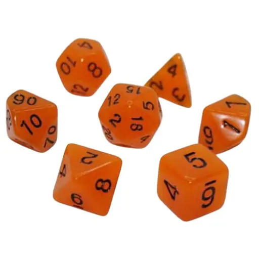 Набор кубиков Glow in the dark 7 Dice Set - Orange , 7 шт. (g7dglow04) - фото 1