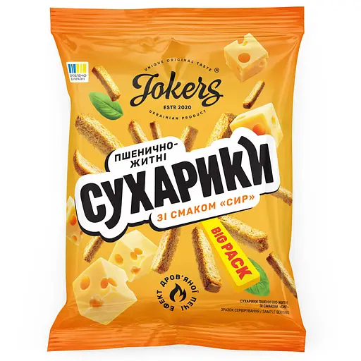 Сухарики JokerS пшенично-житні зі смаком сиру 100 г