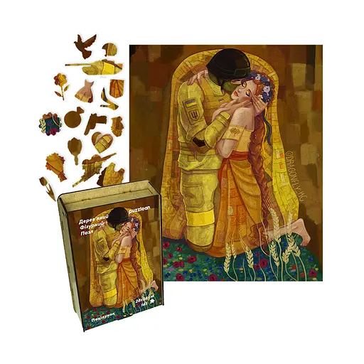 Пазл деревяний Поцілунок, А2, Картонна коробка 300+ елементів