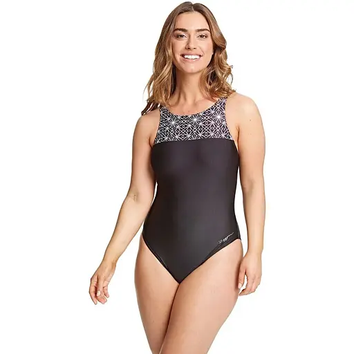 Купальник Zoggs Ceramics Hi Front X-Back 40 Черный/Белый (1000-462333.CERA.32) - фото 3