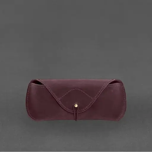 Кожаный чехол для очков BlankNote с клапаном на резинке Бордовый Crazy Horse - фото 4