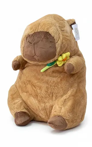 Детский набор Игрушка плед Капибара с цветком мягкая игрушка 60 см с пледом 1,20 x 1,50 м - фото 1