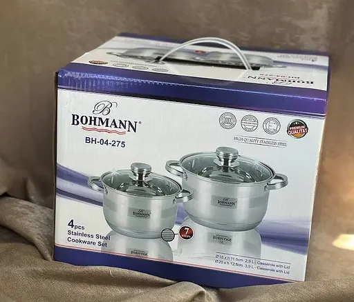Набір каструль із 4 предметів Bohmann з нержавіючої сталі BH-04-275 Ø18см Ø20см Сірий - фото 2