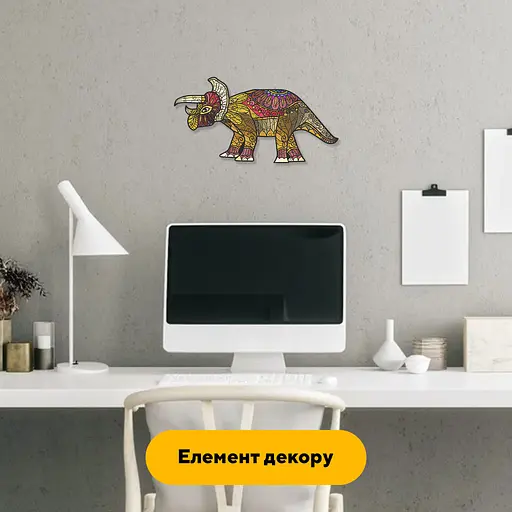 Пазл деревянный Динозавр Трицератопс, А2, Картонная коробка 300+ элементов - фото 6