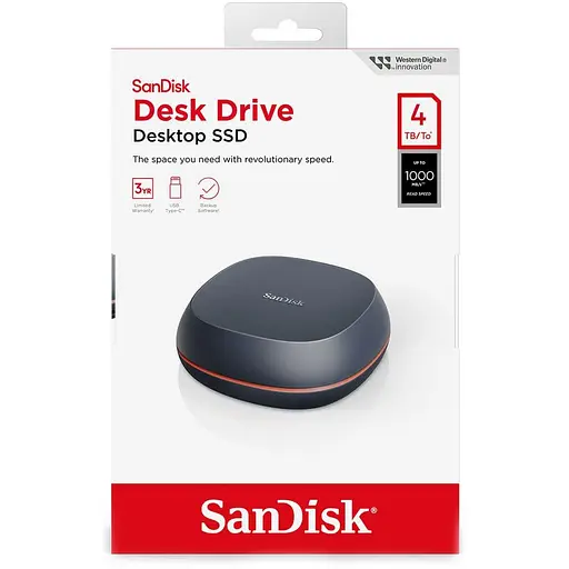 SANDISK Desk Drive 4TB USB Type-C Desktop External SSD, up to 1000MB/s, High-capacity Solid State Drive - фото 6