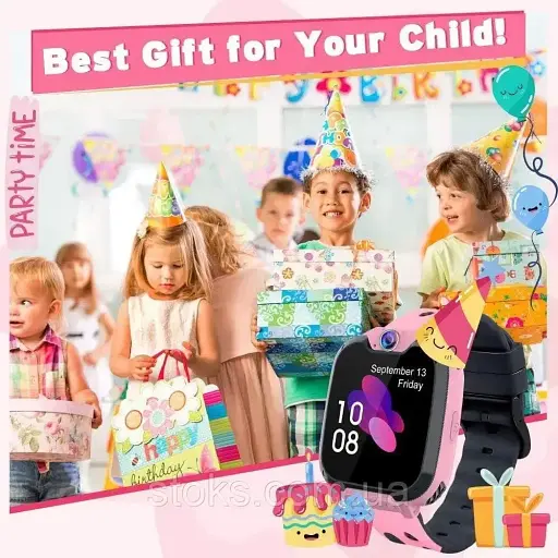 Смарт-часы PTHTECHUS X9 для детей, сенсорный экран, камера, будильник, плеер (Pink) - фото 3