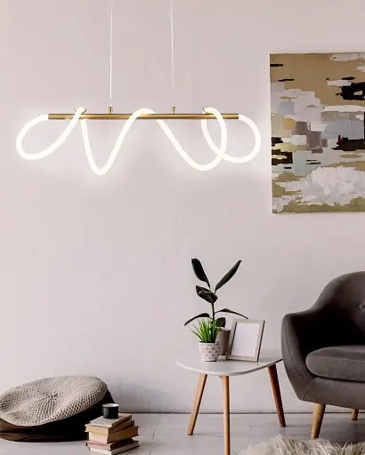 Люстра со светодиодным шнуром Goldlux 327987 Emma Led 1x38W 4000K 4450Lm IP20 Золотой - фото 3