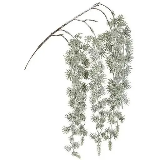 Декоративная ветка 49 см Искусственные материалы для декора и флористики Заснеженная зеленая - фото 1