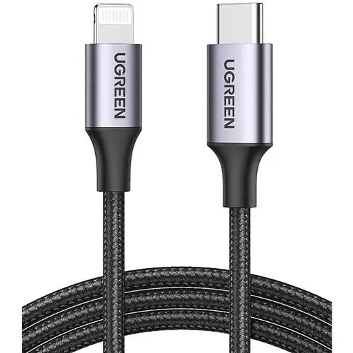 Кабель Ugreen US304 USB-C to Lightning M/M Cable Aluminum Shell Braided 2m Black (UGR-60761)