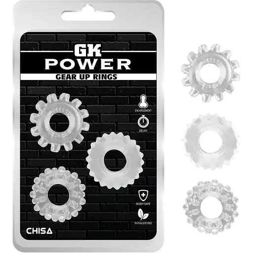 Набор эрекционных колец GK Power Gear Up Rings Clear 3 шт. прозрачный